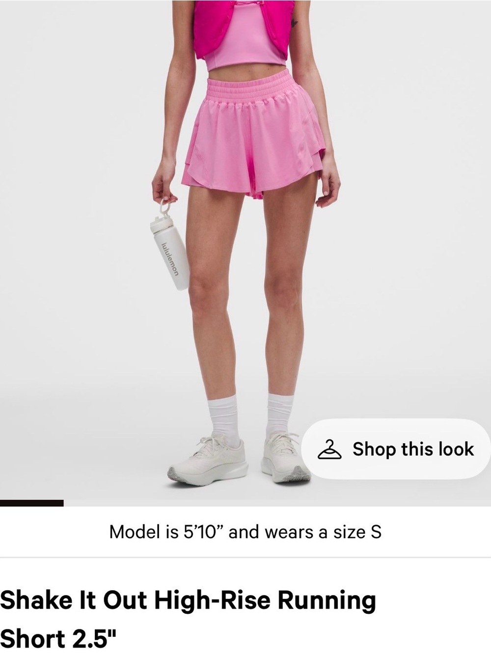 lululemon Hot Pink High-Rise Running Shorts shake it out in candy cloud